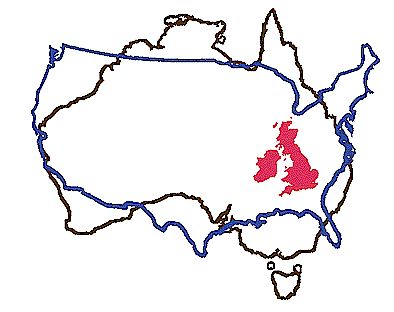 Size of Australia versus North America versus Ireland