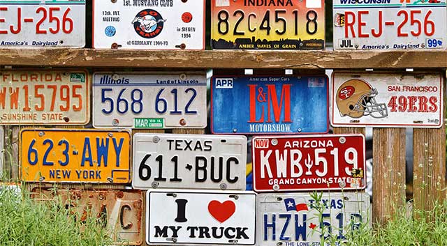 license plates with different colors