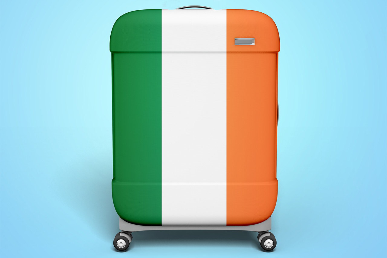 Suitcase With Irish Flag