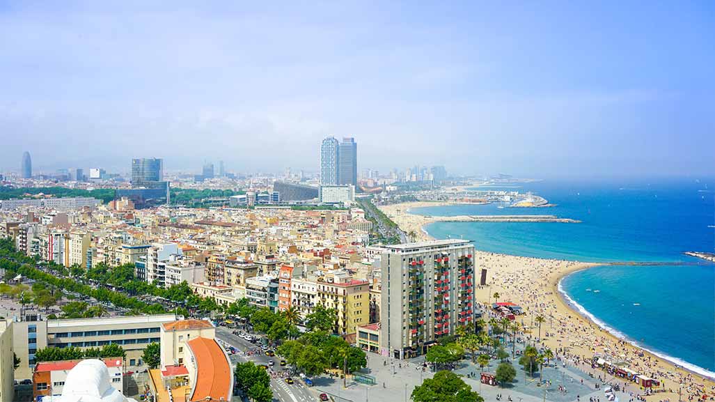 aerial view of barcelona in spain during day time