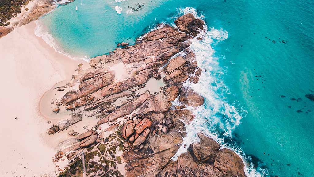 aerial view of the ocean in western australia