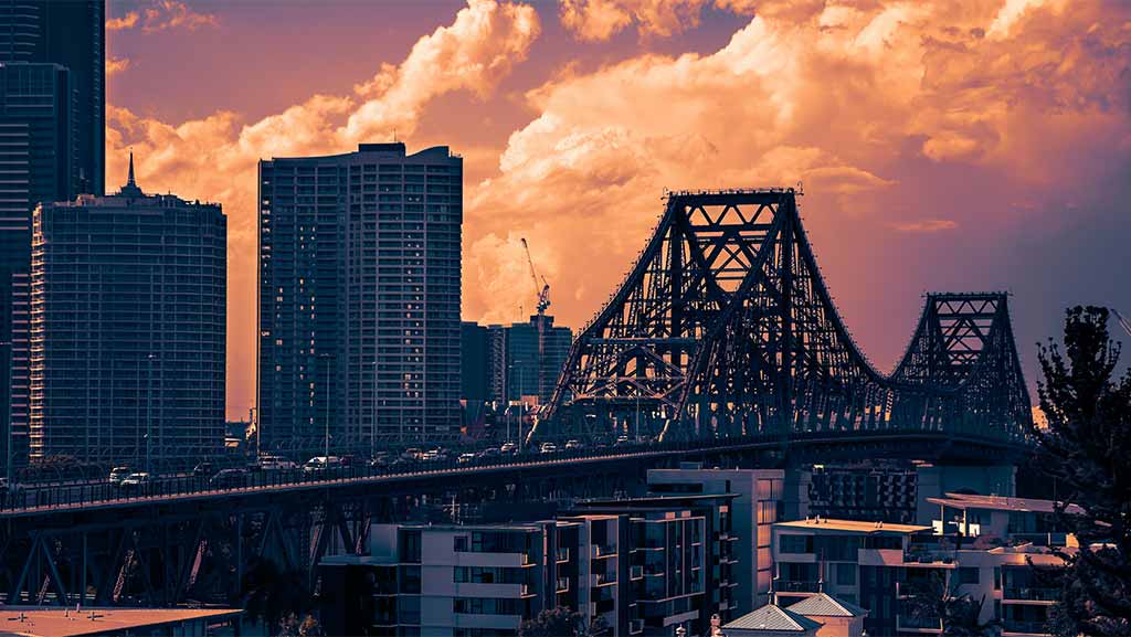 Story Bridge in Brisbane at Night Time