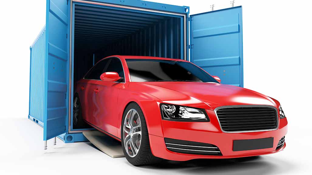 Car in a shipping container